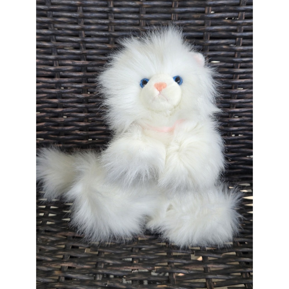 A&A Plush Stuffed Fluffy White Kitty Cat Kitten Persian Blue Eyes 15" Floppy
